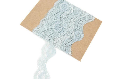 Seafoam Floral Scalloped Stretch Lace Trim 1.5 Inches Width 6 yards SLT00174